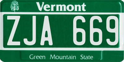 VT license plate ZJA669