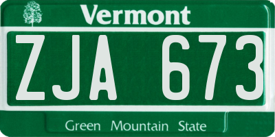 VT license plate ZJA673
