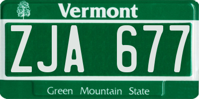 VT license plate ZJA677