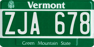 VT license plate ZJA678