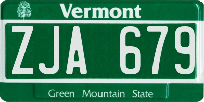 VT license plate ZJA679