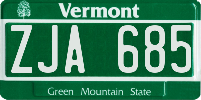 VT license plate ZJA685