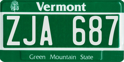VT license plate ZJA687