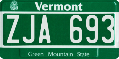 VT license plate ZJA693
