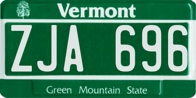 VT license plate ZJA696