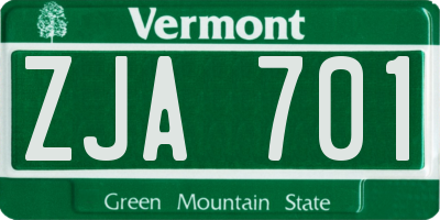 VT license plate ZJA701