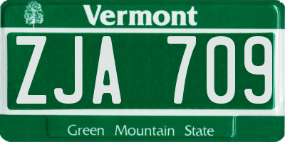 VT license plate ZJA709