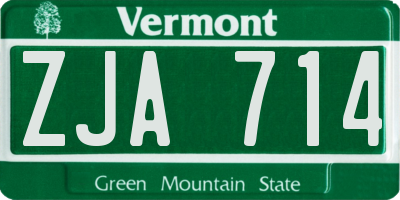 VT license plate ZJA714