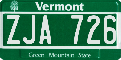 VT license plate ZJA726