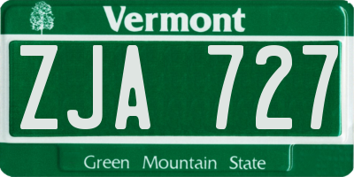 VT license plate ZJA727