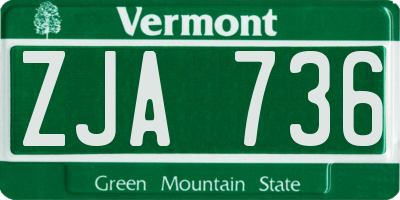 VT license plate ZJA736