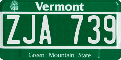 VT license plate ZJA739