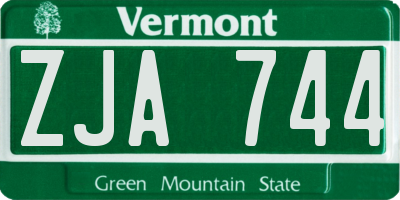 VT license plate ZJA744