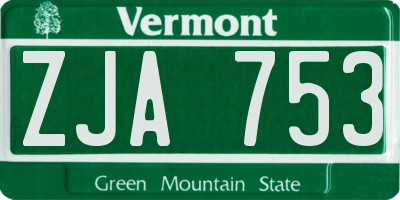 VT license plate ZJA753