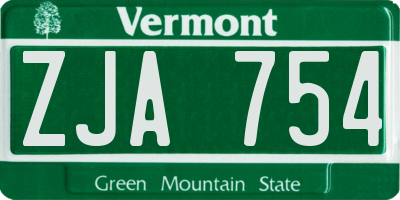 VT license plate ZJA754