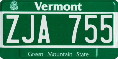 VT license plate ZJA755