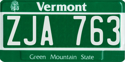 VT license plate ZJA763