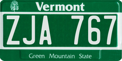 VT license plate ZJA767