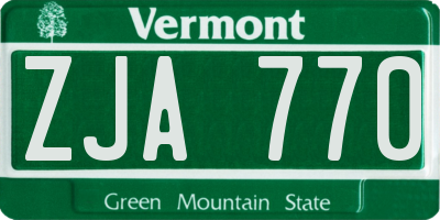 VT license plate ZJA770