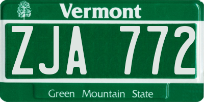 VT license plate ZJA772