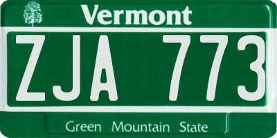 VT license plate ZJA773