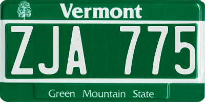 VT license plate ZJA775