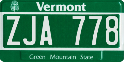 VT license plate ZJA778