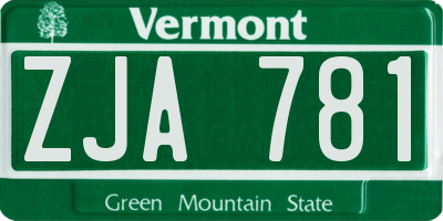 VT license plate ZJA781