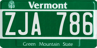 VT license plate ZJA786