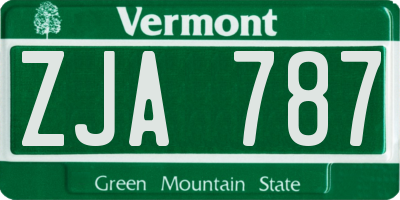 VT license plate ZJA787