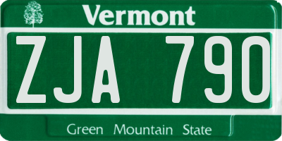 VT license plate ZJA790