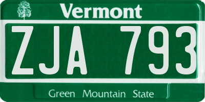 VT license plate ZJA793