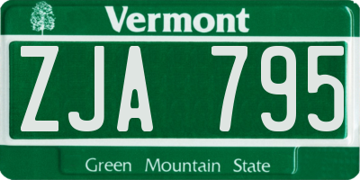 VT license plate ZJA795