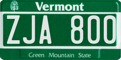 VT license plate ZJA800