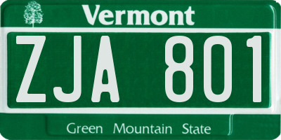 VT license plate ZJA801