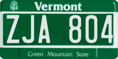 VT license plate ZJA804