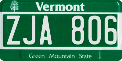 VT license plate ZJA806