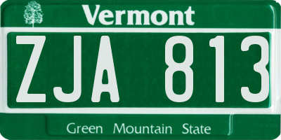 VT license plate ZJA813