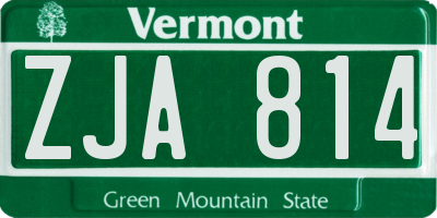 VT license plate ZJA814
