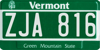 VT license plate ZJA816