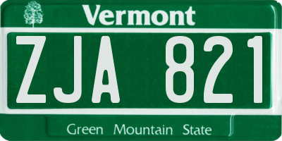 VT license plate ZJA821