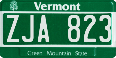 VT license plate ZJA823