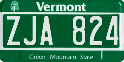 VT license plate ZJA824