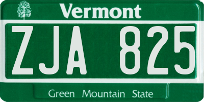 VT license plate ZJA825