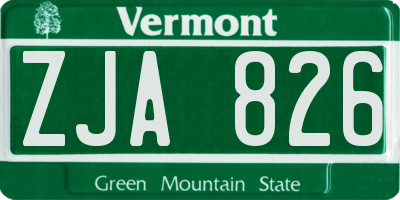VT license plate ZJA826