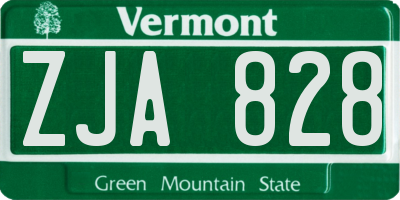 VT license plate ZJA828