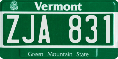 VT license plate ZJA831