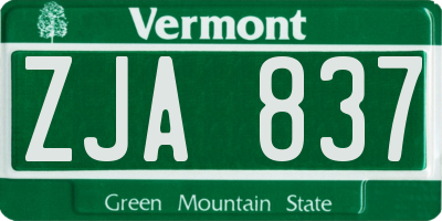 VT license plate ZJA837