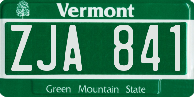 VT license plate ZJA841