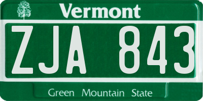 VT license plate ZJA843